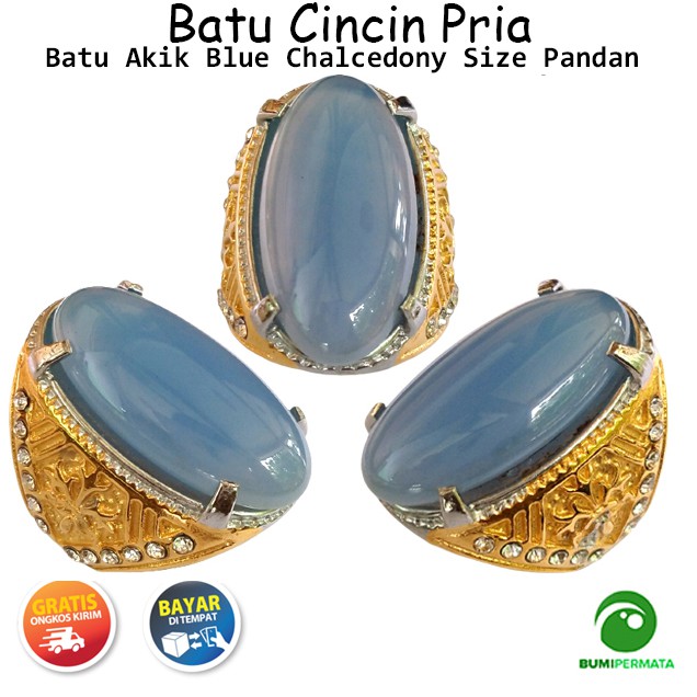 Batu Cincin Akik Biru Langit Chalcedony Size Pandan