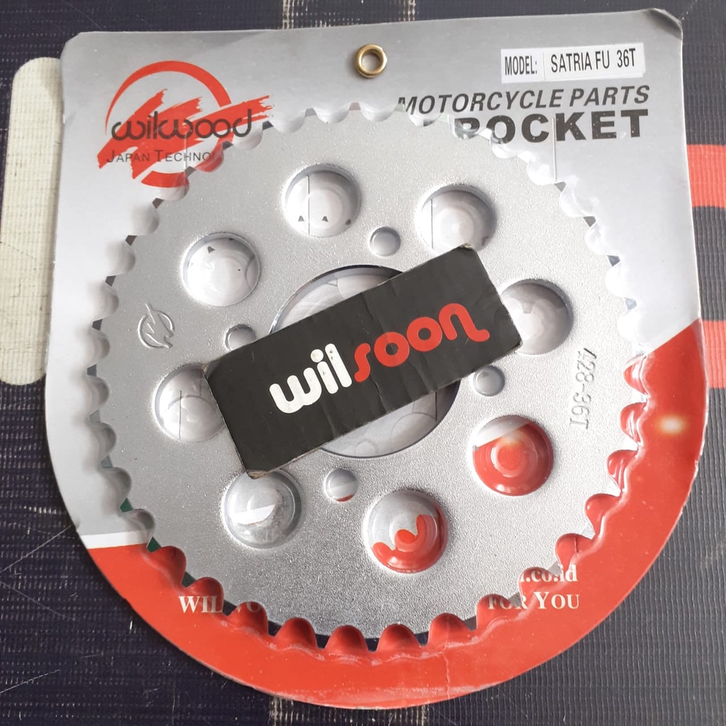 Gir Gear Belakang / Rear Sprocket Gear Suzuki Smash / Shogun New / Satria FU / Belang 150 428 - 36T Wilwood Chrome-2