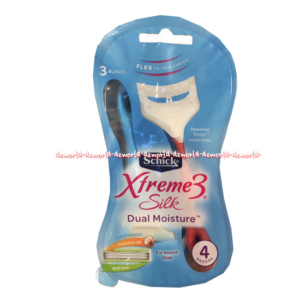 Schick Xtreme3 Silk Dual Moisture Coconut Oil Aloe 4razors Pisau