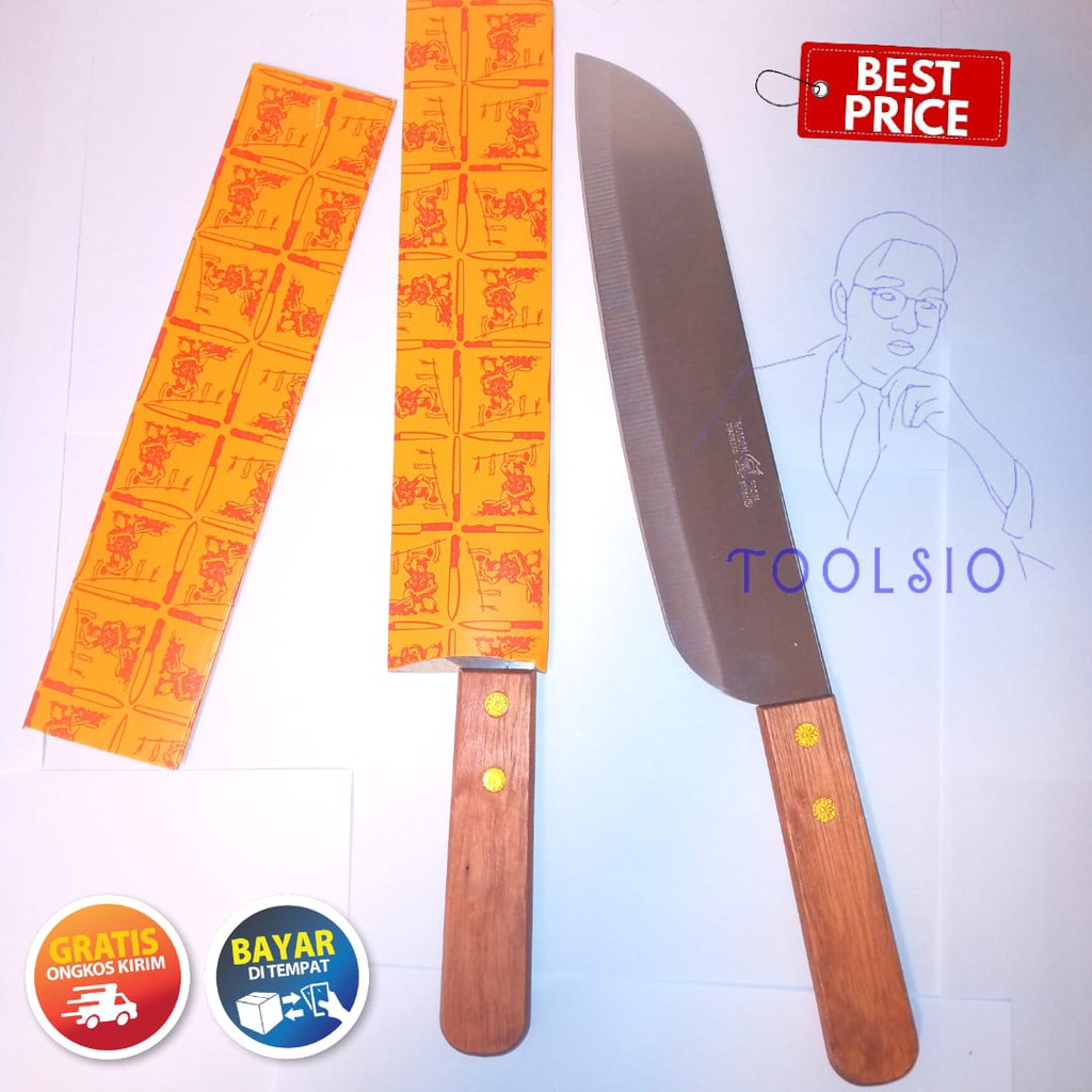 Pisau Dapur / Pisau Iris Tempe / Pisau Iris Sayur / Kitchen Knife Stainless Golden Fish / Pisau Gold