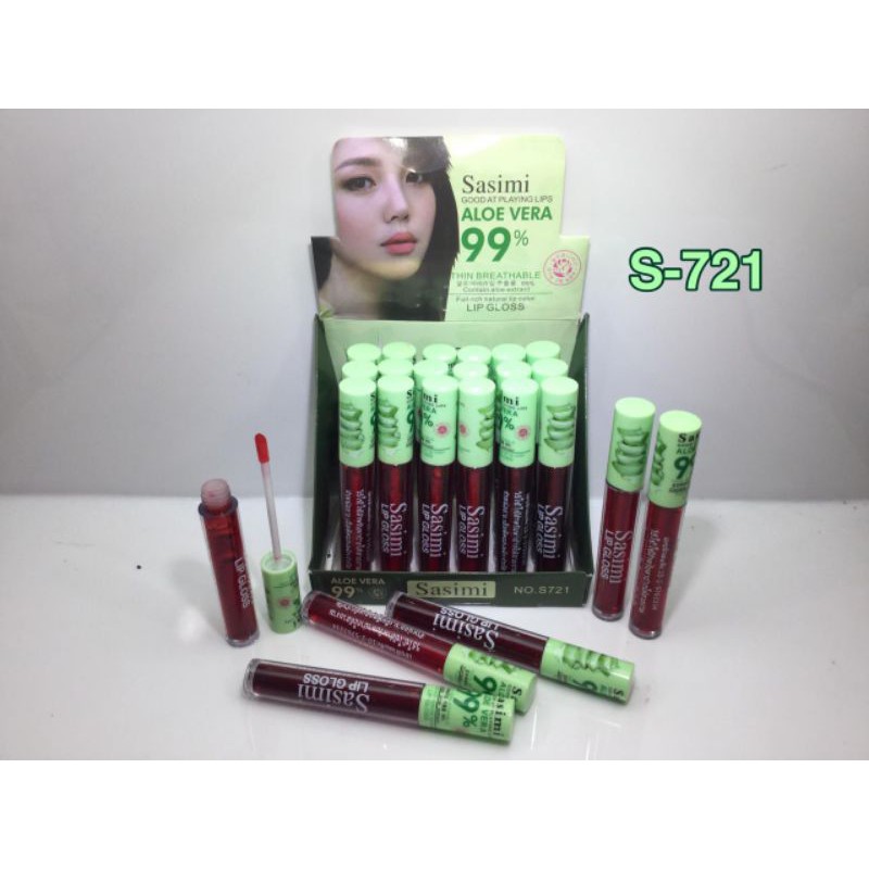 [ 24 PCS ] S721 LIPTINT SASIMI ALOE VERA 99% S 721 - LIP TINT ALOEVERA DIJUAL PERBOX