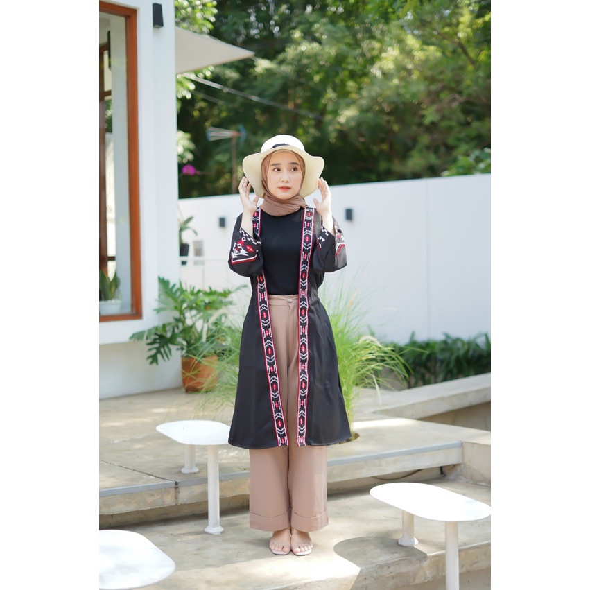 OUTER WANITA PANJANG MAHIRA BAHAN MOSCREPE LEMBUT DAN TEBAL FASHION WANITA BORDIR MURAH ETNIK CARDY