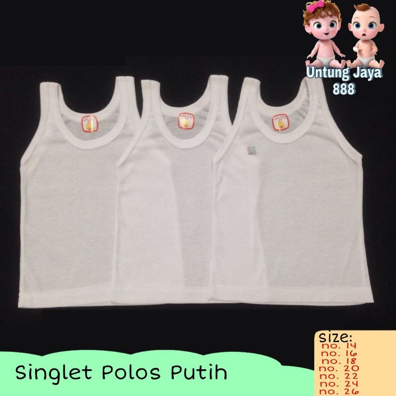 Singlet Bayi Kaos Singlet POLOS PUTIH / WARNA (1pcs)