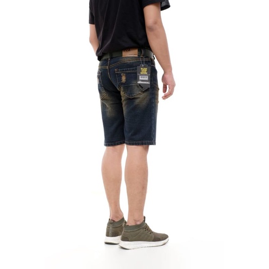 YAOSHI - Celana Pendek Jeans Cowok - Denim Pendek Motive Ripped Kasual