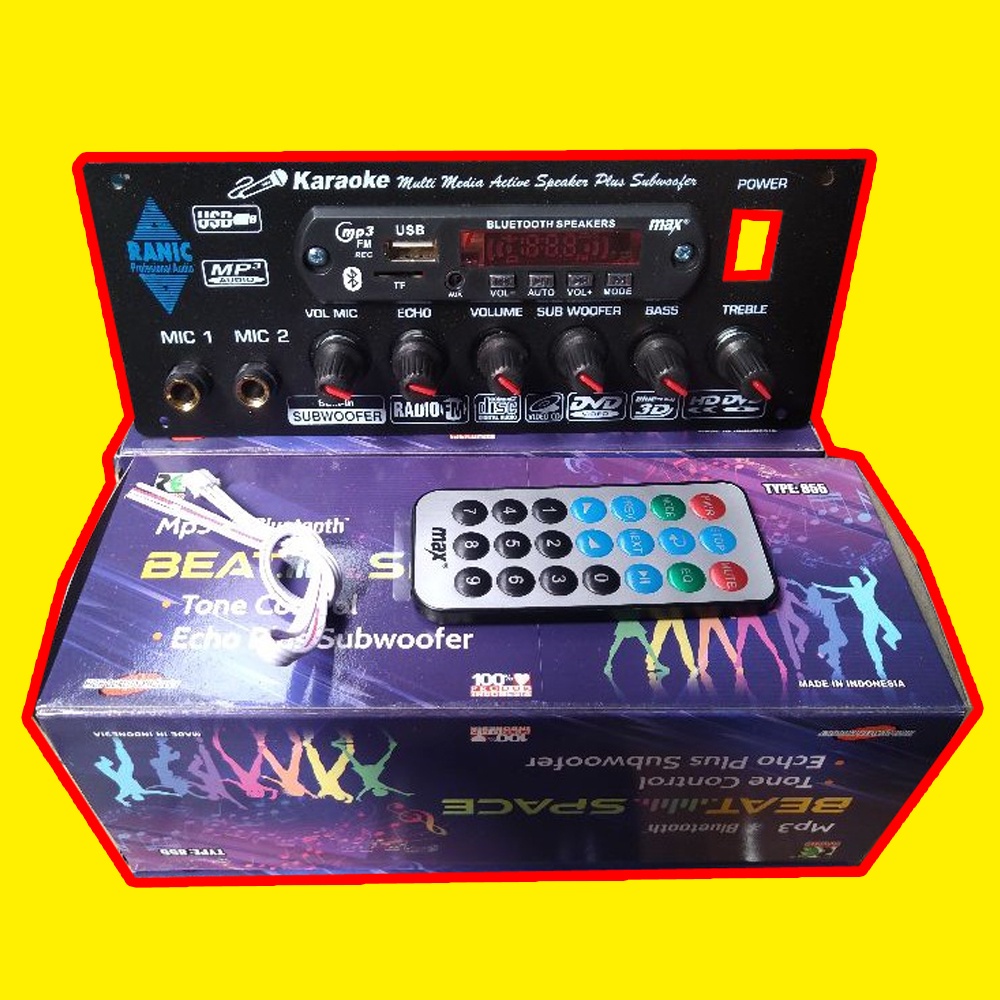 kit tone control stereo karaoke mic echo subwoofer mp3 bluetooth