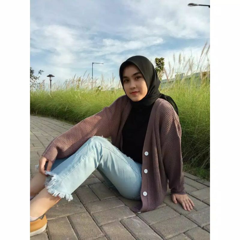 CARDIGAN RAJUT CARRA PREMIUM 7 GATE BAHAN TEBAL-Burgundy/milo