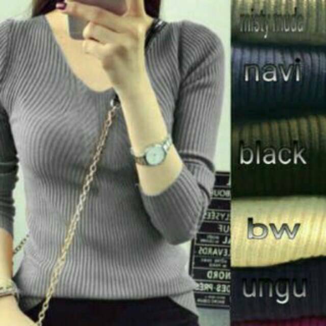 Sweater V Neck Jalur Premium