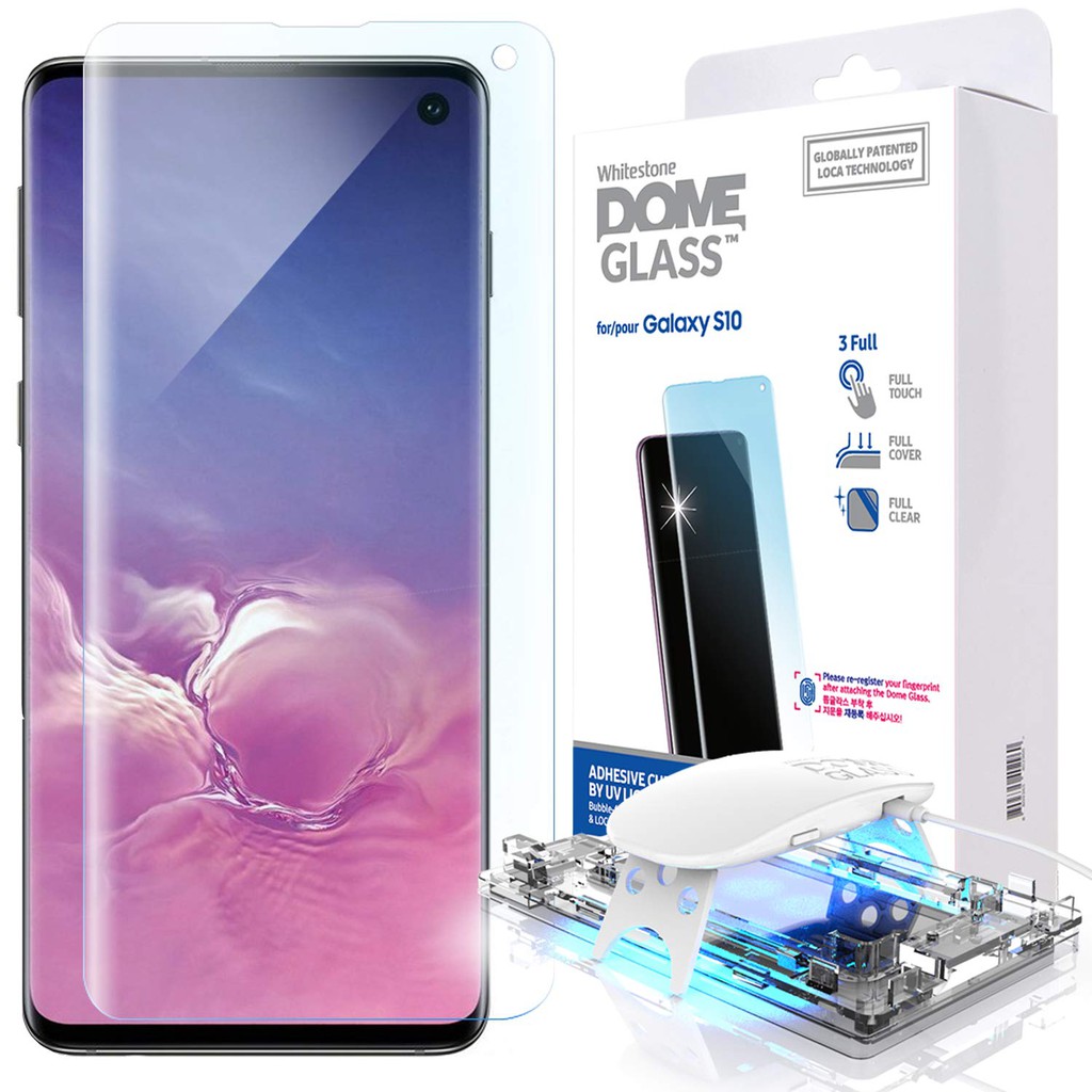 Whitestone dome glass full glue uv tempered glass for Samsung S10