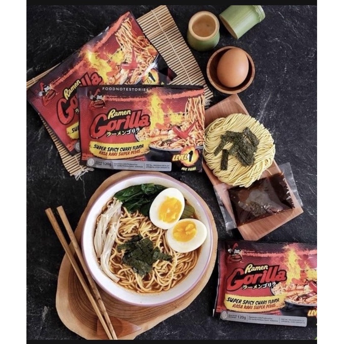 

Ramen Gorilla Kuah Level 1 120 Gr Pedas Level 1