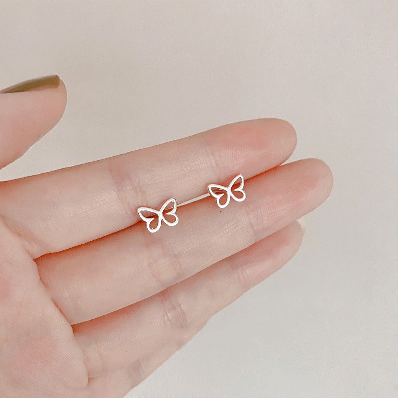 Magic789 Anting Tusuk Sterling Silver 925 Model Kupukupu Kecil Hollow Untuk Wanita