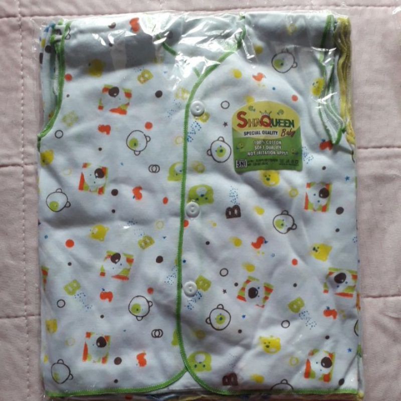 SNI 3 pcs Atasan Kutung MOTIF Newborn Katun Kaos Baju Bayi Lengan Buntung