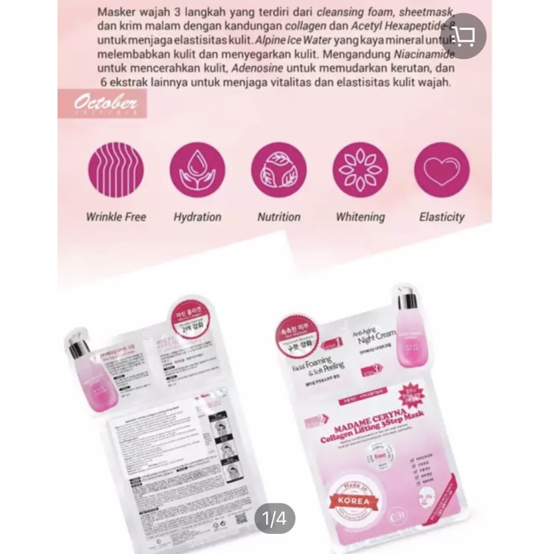 Masker Madame Ceryna Collagen Lifting 3 Step - Masker Wajah Korea