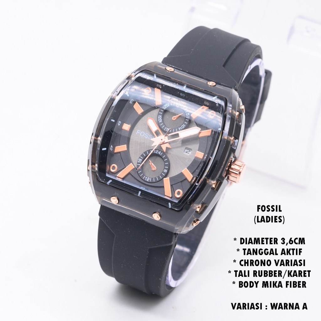 (BISA COD) JAM TANGAN WANITA F-029 FASHION TALI RUBBER BODY OVAL TANGGAL AKTIF