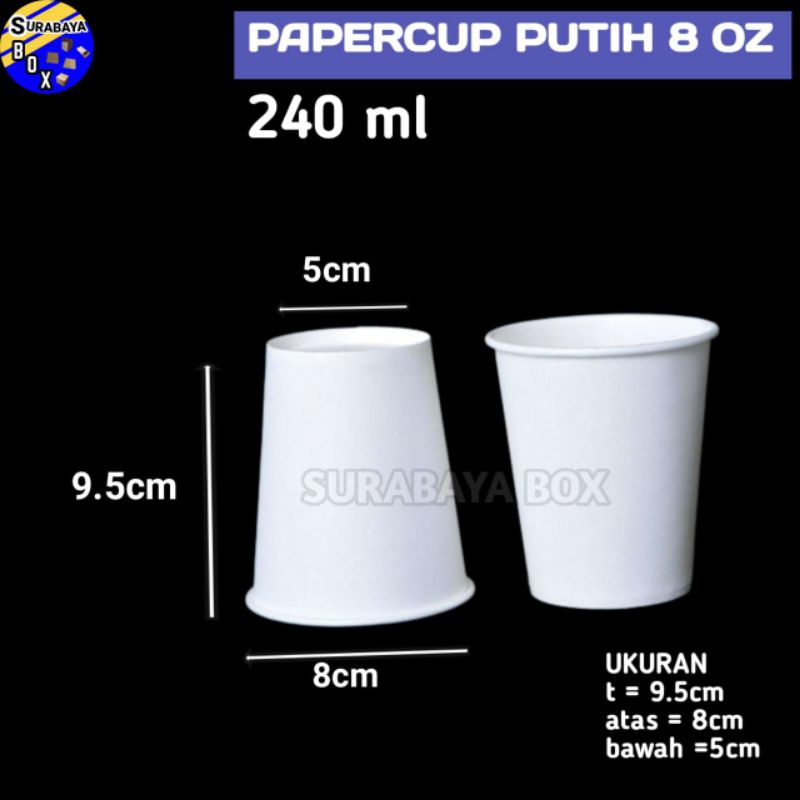 

50PCS GELAS PAPER CUP 8OZ KERTAS POLOS FOAM PUTIH KECIL MINI HOT KOPI PANAS COFFE