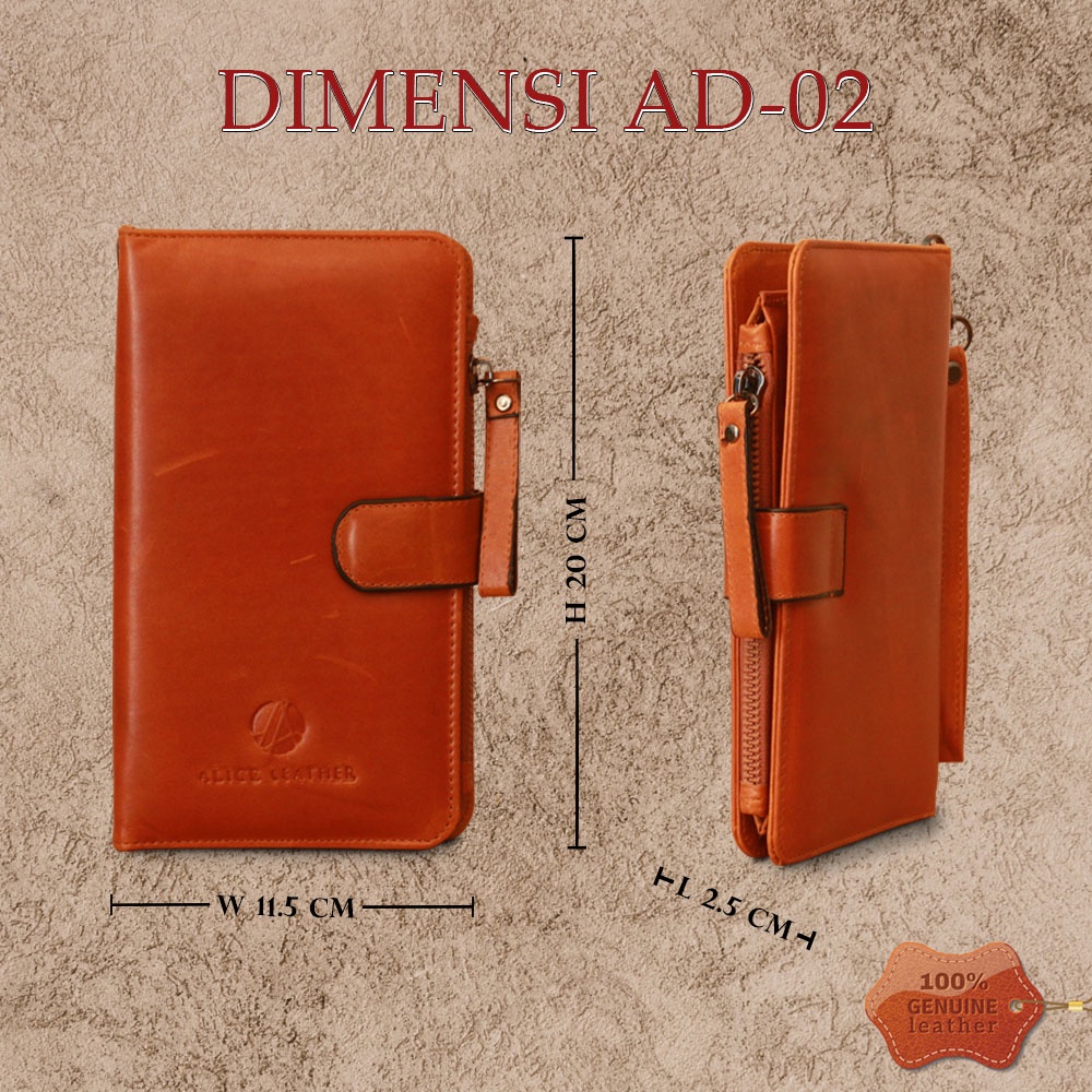 Dompet Kulit Pria Wanita Dompet Panjang Kartu Pria Wanita Lipat Kulit Sapi Asli Original Dompet Panjang Pria Genuine Leather AD02 16 Slot GARANSI ORIGINAL