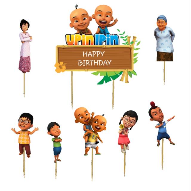 Topper Cake/cupcake Tambah Nama, Hiasan Kue Ulang Tahun, Motif <br />upin Ipin