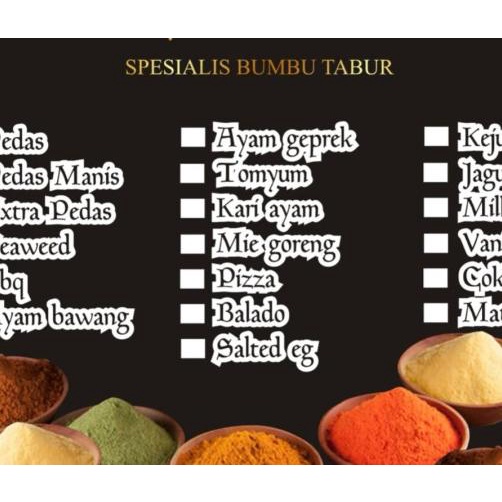 

Bumbu Tabur Rasa Chocolate / Cokelat 1Kg