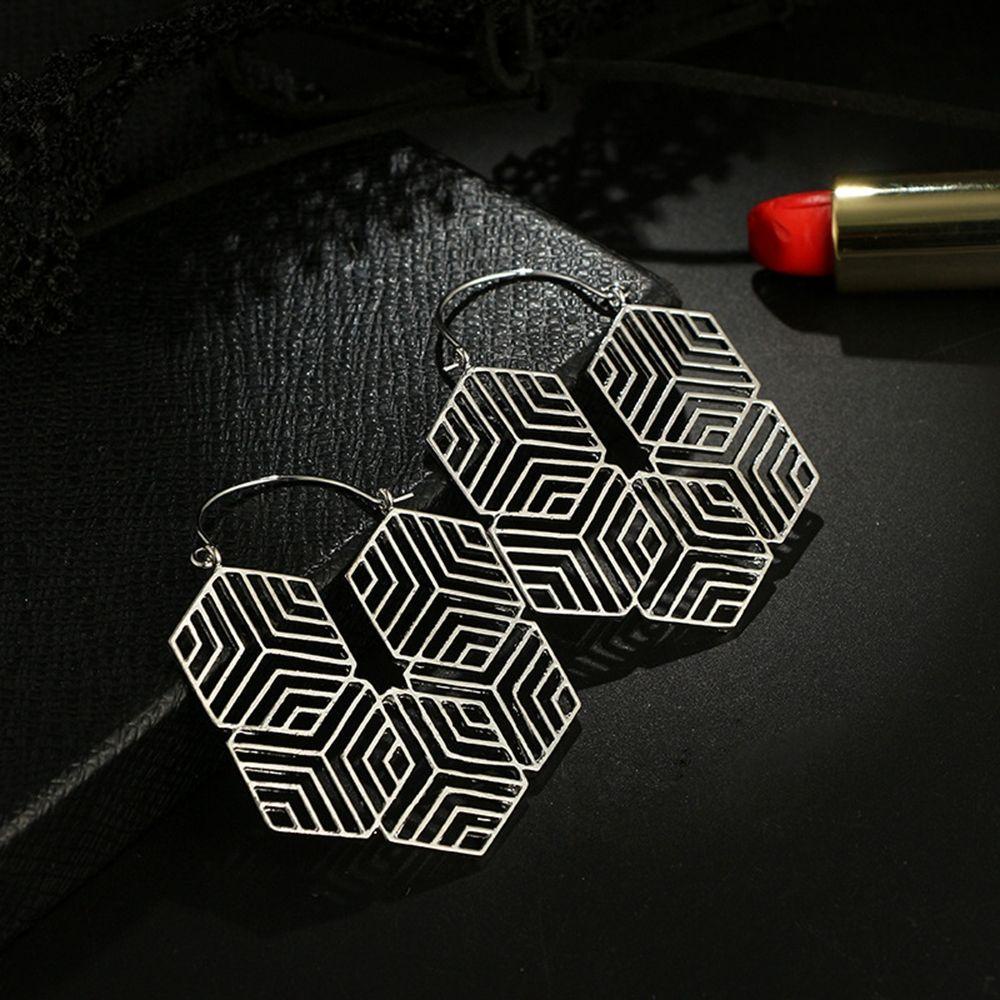 Preva Hoop Earring Anting Hoop Vintage Antik Geometris Liontin Menjuntai Drop