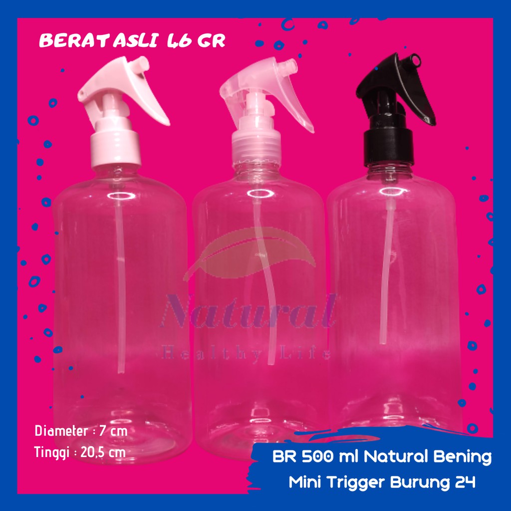 Botol 500ml Natural Bening DW Mini Trigger Burung Spray N 24 Bahan Pet