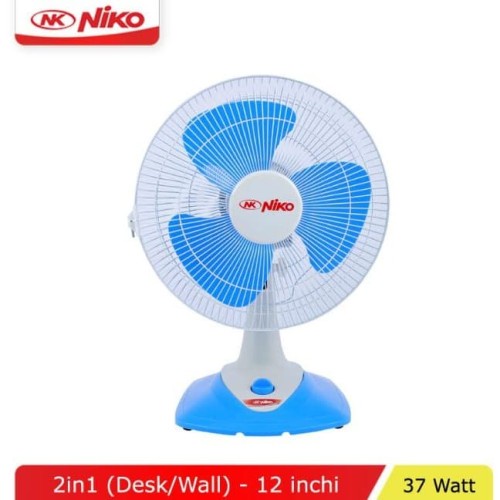 NIKO NKDW 12N DESK WALL FAN KIPAS ANGIN DUDUK MEJA DINDING 2 IN 1 12 INCH 37 WATT