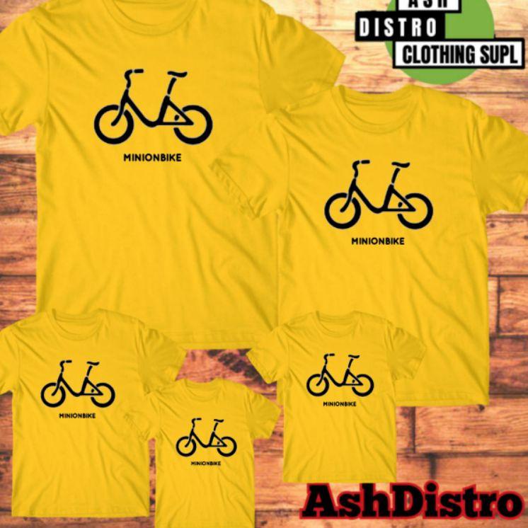 ☝ Kaos couple keluarga motif sepeda minion bike / baju distro ayah ibu anak 01 ☑