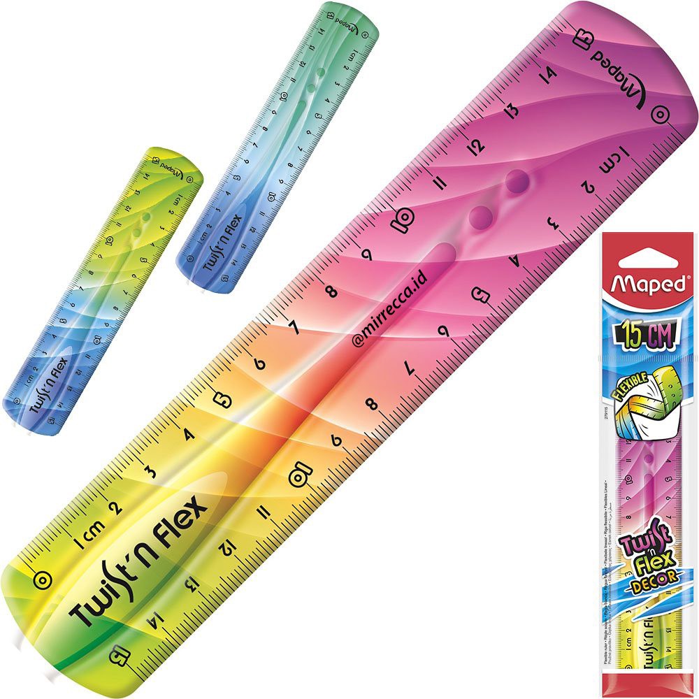 

MAPED TWIST N FLEX DECOR PLASTIC RULER 15 CM / PENGGARIS MISTAR PLASTIK LENTUR WARNA WARNI PELANGI