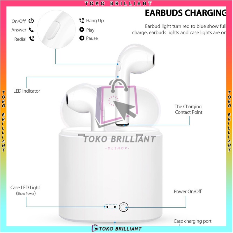 [Bisa Bayar Ditempat] Sport True Wireless Earphone i7S Handsfree i7s tws