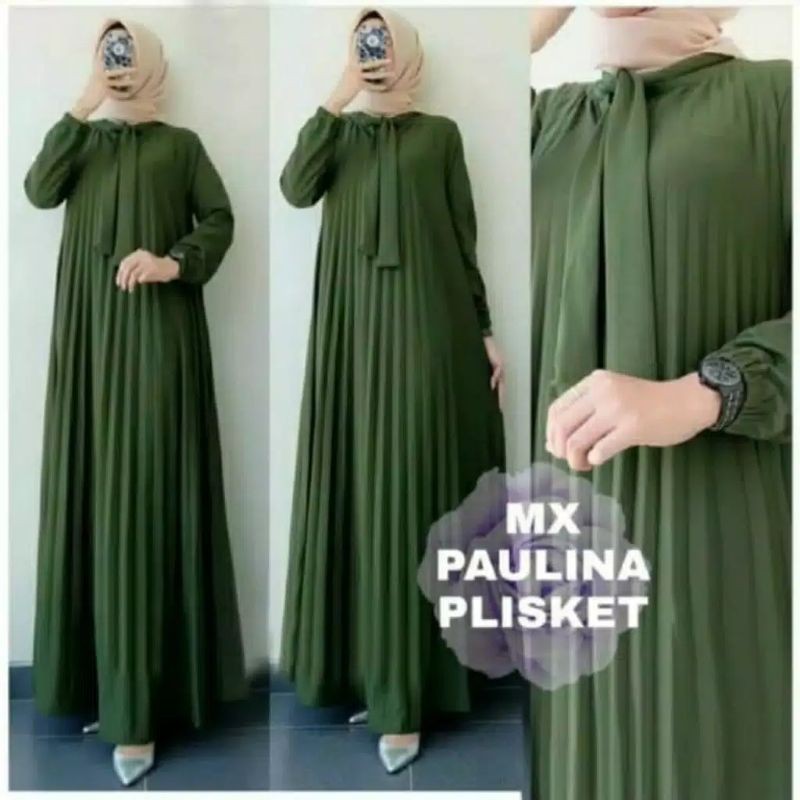 Dress plisket lengan panjang/ Gamis plisket / dress