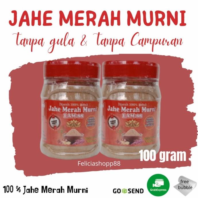 

bubuk jahe merah murni tanpa gula lam 88 100gram