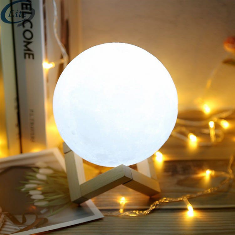 Lampu Tidur 3D Bulan Warna Dekorasi Hiasan Rumah / Lampu Bola Moon light Pajangan Rumah Dan cafe