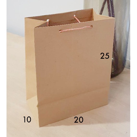 Jual paper bag polos paperbag coklat ukuran 20 x 25 x10 tas kertas