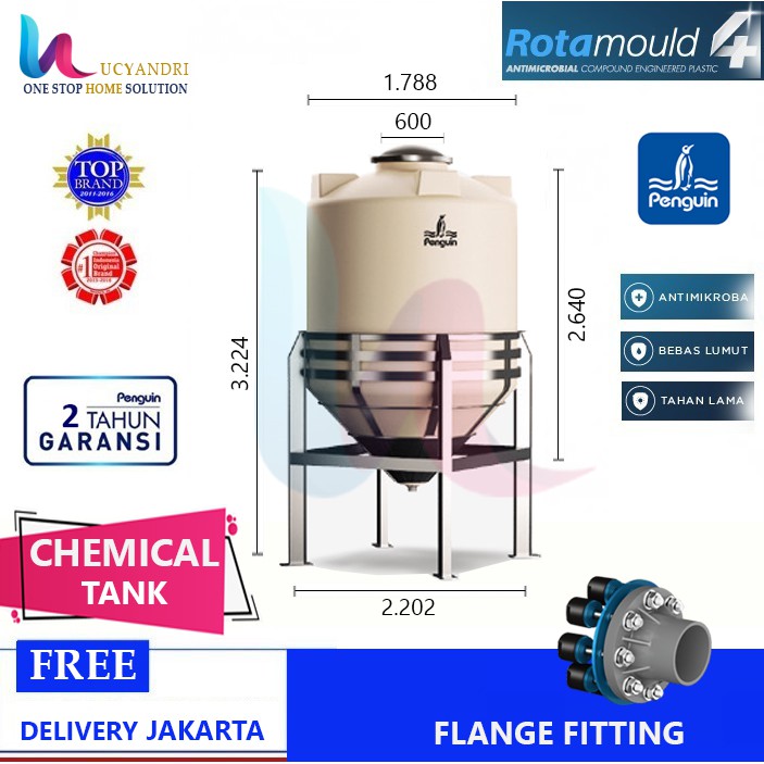 Set Tangki Penguin Kimia Silo Tank TV 500 Toren 4.700 L