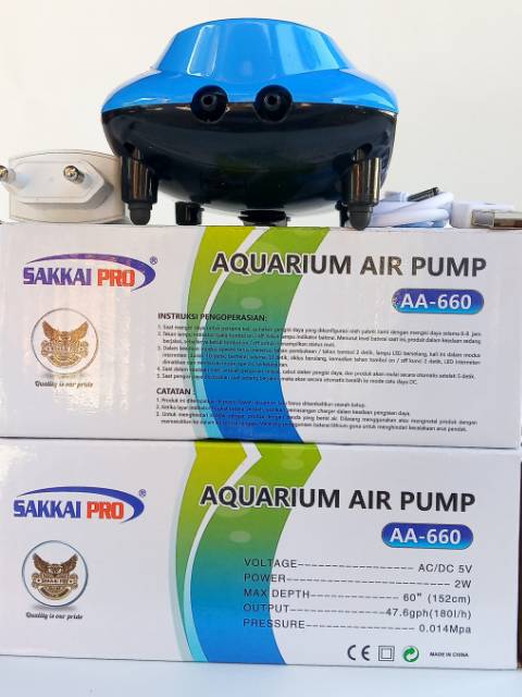 Pompa Oksigen Sakkai Pro AA-660 Aerator USB Aerator acdc Otomatis AC/DC  Airpump Emergency