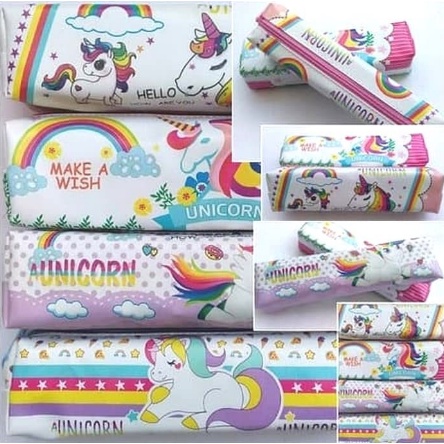 Kotak Pensil Tepak Pensil Lucu Motif Unik Tempat Pensil Murah-UNICORN PUTIH