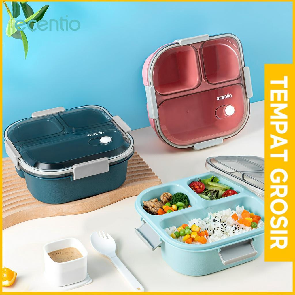 ecentio lunch box 3 Grid 850ml kotak Kotak Bekal Makan Anti Tumpah