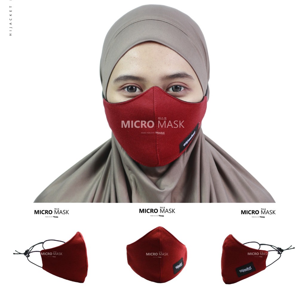 Masker Hijab Kain Polos / Masker Hijacket / Masker polos headloop-MAROON
