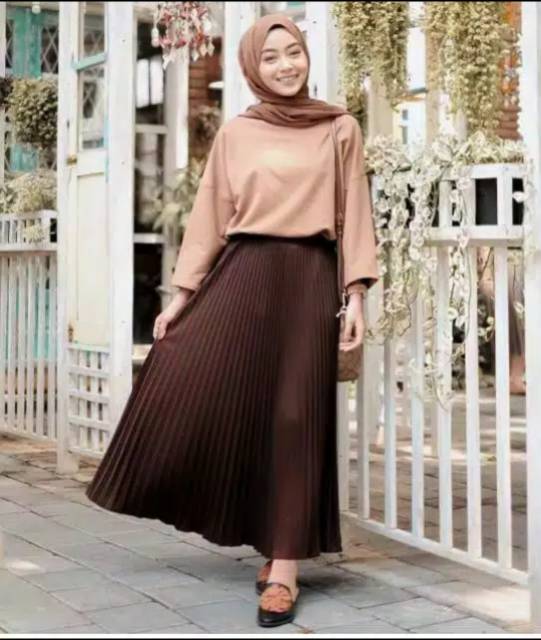 Rok Plisket Hyget super mayung polos + tali