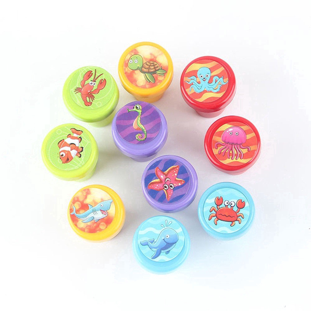 10Pcs / Set Stempel Bentuk Hewan Buah untuk Latihan Anak