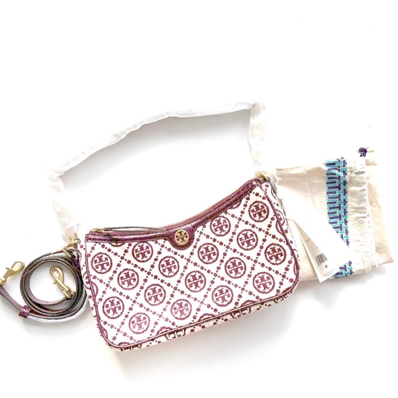 Tory Burch T Monogram Chenille Studio Claret New Cream (New With Tag)