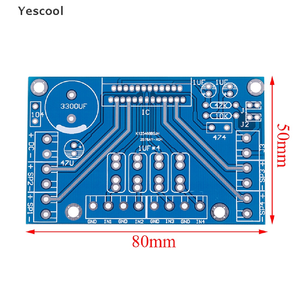 Yescool Power Amplifier TDA7388 Empat channel 4x41W audio DC 12V Untuk Pcmobil