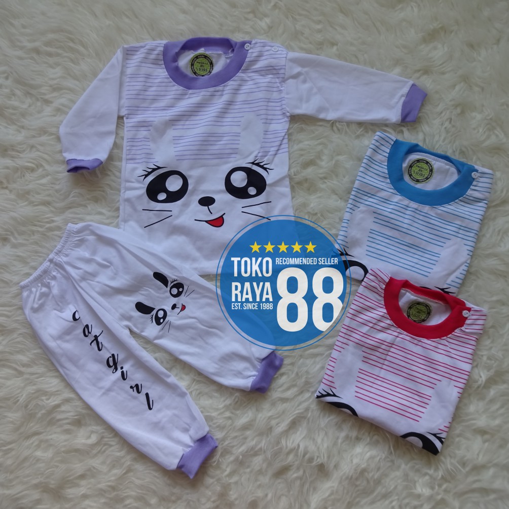[SPY-RF89] TOKO RAYA 88, Setelan Baju Bayi 3 - 18 Bulan, RED FOREST Cat Girl DP, Kaos Piyama Anak Pe
