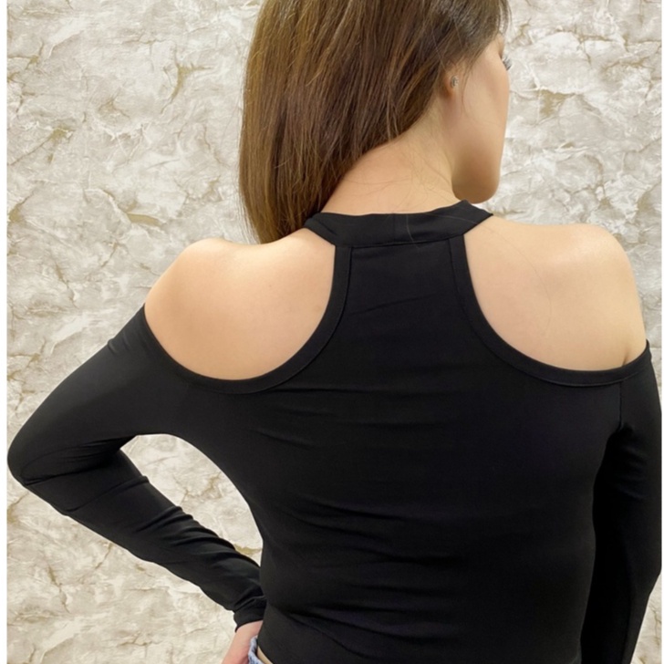 MODAVIE - NORIN CROP TOP Longsleeve Halter Crop Tee Baju Atasan Lengan Panjang