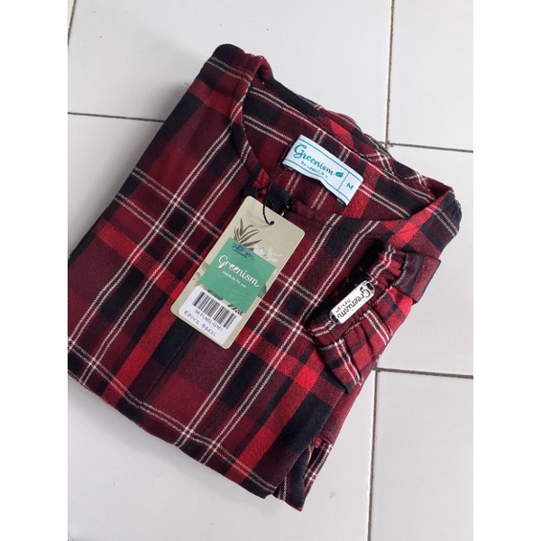 EDINA DRESS GREENISM / GAMIS KOTAK-KOTAK / GAMIS BUSUI / GAMIS MURAH / Flanel