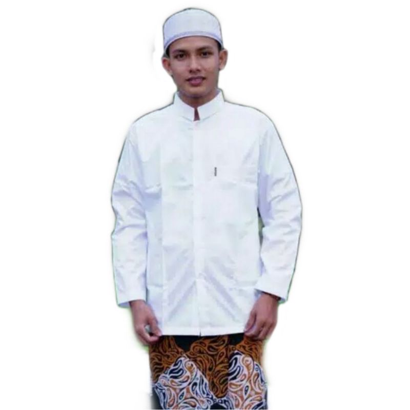 Baju Koko Putih Polos Lengan Panjang KOKO HABAIB Koko Pria Atasan Muslim Polos Berkwalitas Terbaik