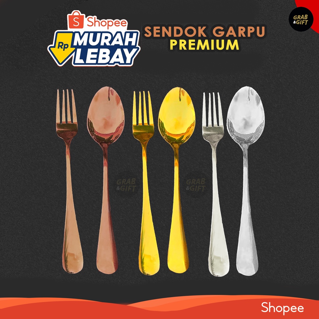 Sendok Garpu Makan Premium Gold / Silver / Rose Gold / Emas Stainless Steel