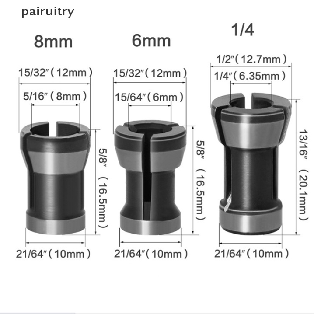 Prt 1 / 3pcs Collet Chuck Mata Bor Elektrik Untuk Mesin Potong / Ukir PRT