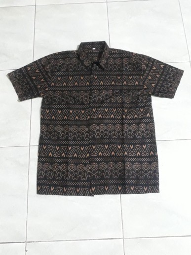 Size M L Xl Xxl Bswart Batik Hrb026 Kenongo Hem Batik Monochrome Semut Coklat Kemeja Batik Pria