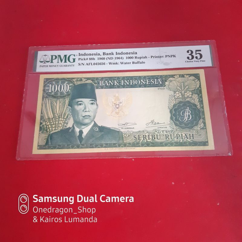 Uang Kertas Kuno 1000 Rupiah Tahun 1960 Soekarno Sukarno PMG 35