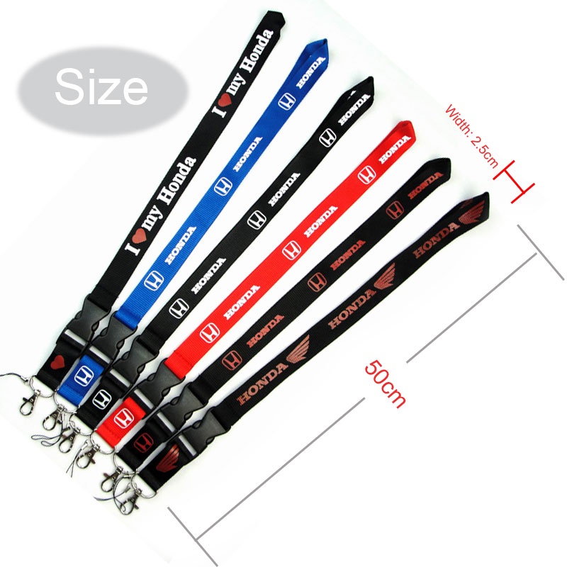 Merek Mobil Honda Leher Lanyard Tali Ponsel ID Card Holder Gantungan Kunci Sling Aksesoris