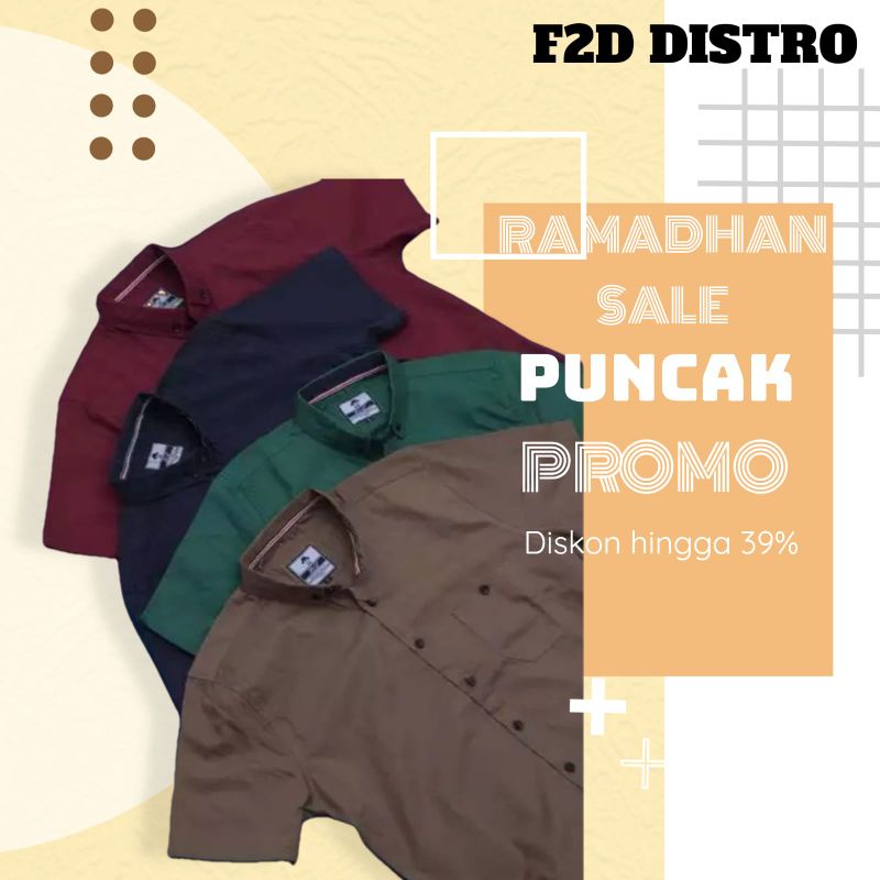 Murif_Store Kemeja Polos Pendek Brand F2D Distro TOTE SPORT Kemeja Pria Dewasa